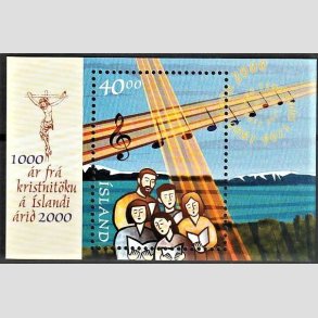 FRIMRKER ISLAND | 2000 - AFA 927 - Kristendommen - Miniark 40,00 kr. flerfarvet - Postfrisk