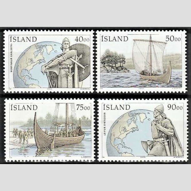 FRIMRKER ISLAND | 2000 - AFA 930-33 - Opdagelse af Amerika 1000 r - 40,00 - 90,00 kr. flerfarvet - Postfrisk