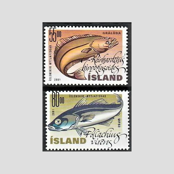 FRIMRKER ISLAND | 2001 - AFA 956,957 - Nyttefisk - 55,00 + 80,00 kr. flerfarvet - Postfrisk