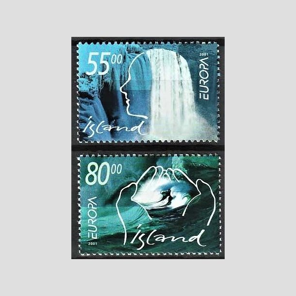 FRIMRKER ISLAND | 2001 - AFA 966,967 - Europafrimrker, vand - 55,00 + 80,00 kr. flerfarvet - Postfrisk