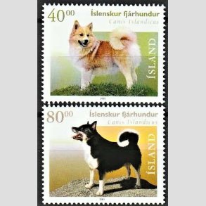 FRIMRKER ISLAND | 2001 - AFA 962,963 - Islandske frehunde - 40,00 + 80,00 kr. flerfarvet - Postfrisk
