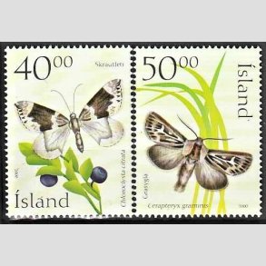 FRIMRKER ISLAND | 2000 - AFA 948,949 - Sommerfugle - 40,00 + 50,00 kr. flerfarvet - Postfrisk