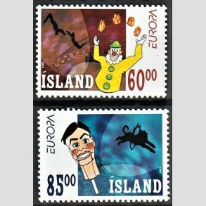 FRIMRKER ISLAND | 2002 - AFA 994,995 - Europa-frimrker, Cirkus - 60,00 + 85,00 kr. flerfarvet - Postfrisk
