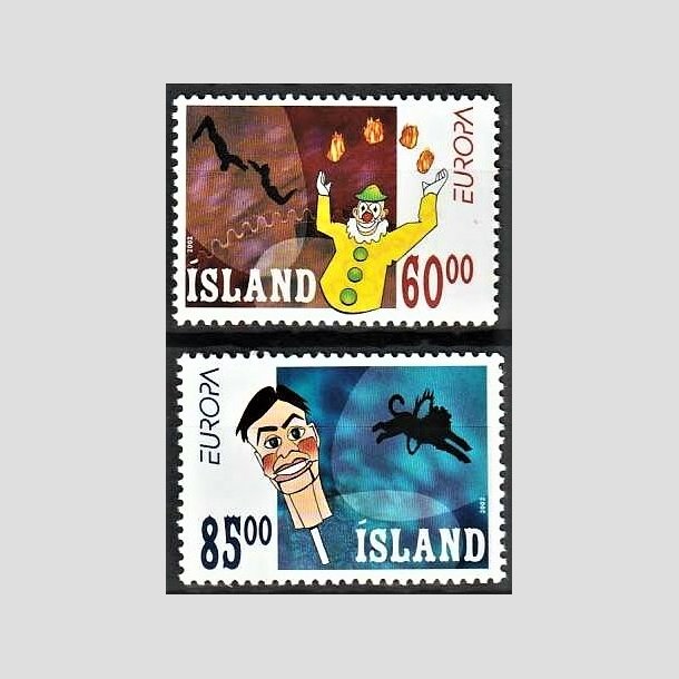 FRIMRKER ISLAND | 2002 - AFA 994,995 - Europa-frimrker, Cirkus - 60,00 + 85,00 kr. flerfarvet - Postfrisk