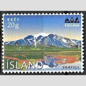 FRIMRKER ISLAND | 2002 - AFA 989 - Bjergets r - 45,00 kr. flerfarvet - Postfrisk