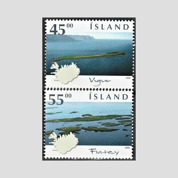 FRIMRKER ISLAND | 2002 - AFA 1005,1006 - Islandske er - 45,00 + 85,00 kr. flerfarvet - Postfrisk