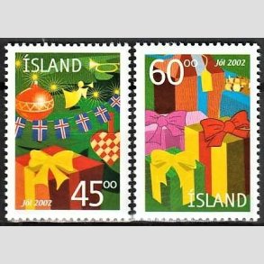 FRIMRKER ISLAND | 2002 - AFA 1009,1010 - Julefrimrker - 45,00 + 60,00 kr. flerfarvet - Postfrisk