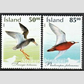 FRIMRKER ISLAND | 2002 - AFA 1007,1008 - Fugle - 50,00 + 85,00 kr. flerfarvet - Postfrisk