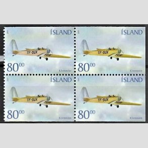 FRIMRKER ISLAND | 2001 - AFA 965 - Gamle fly - 4-blok 80,00 kr. flerfarvet - Postfrisk