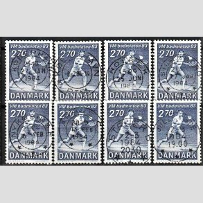 FRIMRKER DANMARK | 1983 - AFA 767 - WM i Badminton - 8 x 2,70 Kr. bl ENGROS - Pragt Stemplet