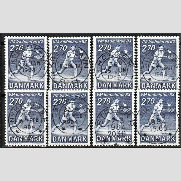 FRIMRKER DANMARK | 1983 - AFA 767 - WM i Badminton - 8 x 2,70 Kr. bl ENGROS - Pragt Stemplet