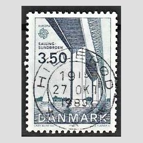 FRIM�RKER DANMARK | 1983 - AFA 779 - EU Bygningskunst - 3,50 Kr. bl�/gr�nbl� - Pragt Stemplet Hiller�d