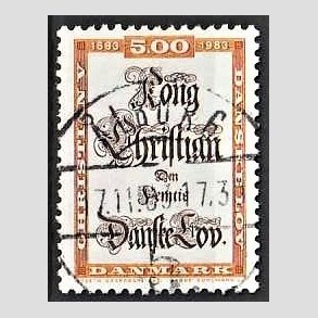 FRIM�RKER DANMARK | 1983 - AFA 781 - Danske Lov 300 �r. - 5,00 Kr. flerfarvet - Pragt Stemplet �lborg