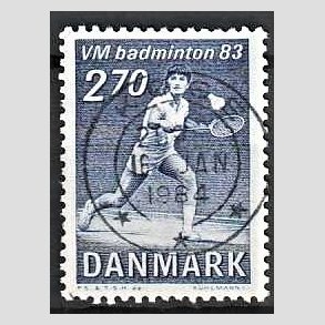 FRIM�RKER DANMARK | 1983 - AFA 767 - WM i Badminton - 2,70 Kr. bl� - Pragt Stemplet K�ge