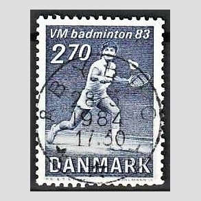 FRIM�RKER DANMARK | 1983 - AFA 767 - WM i Badminton - 2,70 Kr. bl� - Pragt Stemplet �bybro