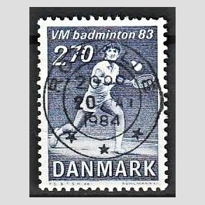 FRIM�RKER DANMARK | 1983 - AFA 767 - WM i Badminton - 2,70 Kr. bl� - Pragt Stemplet Roskilde
