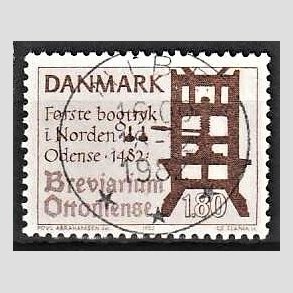 FRIM�RKER DANMARK | 1982 - AFA 760 - Bogtryk 500 �r. - 1,80 Kr. brun - Lux Stemplet Nibe