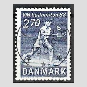 FRIM�RKER DANMARK | 1983 - AFA 767 - WM i Badminton - 2,70 Kr. bl� - Pragt Stemplet Vanl�se