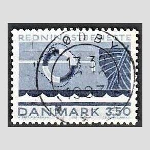 FRIM�RKER DANMARK | 1983 - AFA 784 - Redningstjenester - 3,50 Kr. bl� - Pragt Stemplet