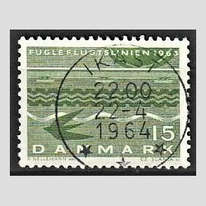 FRIM�RKER DANMARK | 1963 - AFA 416 - Fugleflugtslinien til Tyskland - 15 �re gr�n - Lux Stemplet Ikast