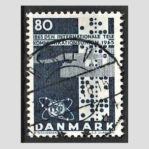 FRIM�RKER DANMARK | 1965 - AFA 434 - Telekommunikation 100 �r - 80 �re bl� - Lux Stemplet Herlev