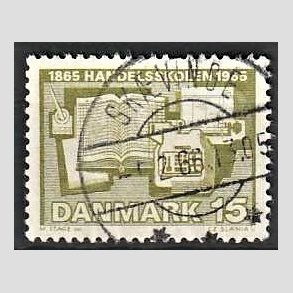 FRIM�RKER DANMARK | 1965 - AFA 429 - �rhus Handelsskole 100 �r - 15 �re olivgr�n - Lux Stemplet Sk�vinge