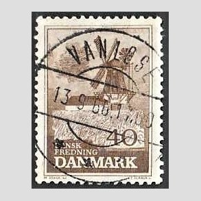 FRIM�RKER DANMARK | 1965 - AFA 440 - Fredning - 40 �re brun - Pragt Stemplet Vanl�se