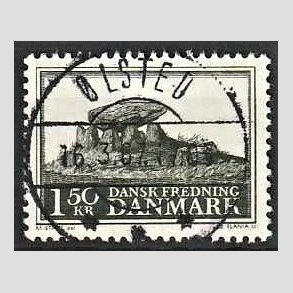 FRIM�RKER DANMARK | 1966 - AFA 451 - Fredningsserie Jydsk k�mpeh�j - 1,50 Kr. sortgr�n - Pragt Stemplet �lsted
