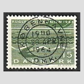 FRIM�RKER DANMARK | 1963 - AFA 416 - Fugleflugtslinien til Tyskland - 15 �re gr�n - Lux Stemplet K�benhavn
