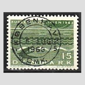 FRIM�RKER DANMARK | 1963 - AFA 416 - Fugleflugtslinien til Tyskland - 15 �re gr�n - Lux Stemplet K�benhavn