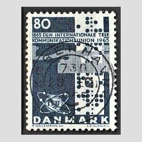 FRIM�RKER DANMARK | 1965 - AFA 434 - Telekommunikation 100 �r - 80 �re bl� - Lux Stemplet K�benhavn