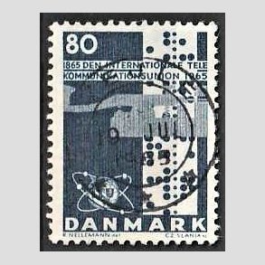 FRIM�RKER DANMARK | 1965 - AFA 434 - Telekommunikation 100 �r - 80 �re bl� - Lux Stemplet Vejle