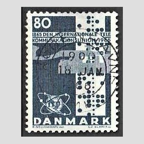 FRIM�RKER DANMARK | 1965 - AFA 434 - Telekommunikation 100 �r - 80 �re bl� - Lux Stemplet K�benhavn