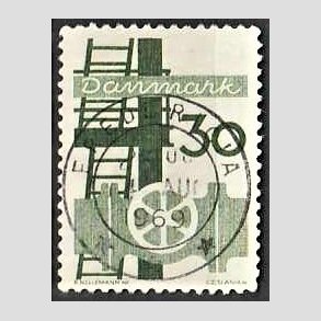 FRIM�RKER DANMARK | 1968 - AFA 473 - Danmarks industri - 30 �re gr�n - Pragt Stemplet Fredericia