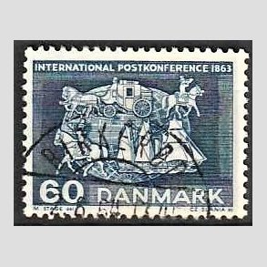 FRIM�RKER DANMARK | 1963 - AFA 417 - Postkonference - 60 �re bl� - Pragt Stemplet Birker�d