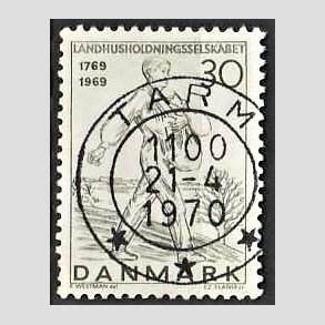 FRIM�RKER DANMARK | 1969 - AFA 477 - Landhusholdningsselskabet 200 �r - 30 �re gr�n - Pragt Stemplet Tarm