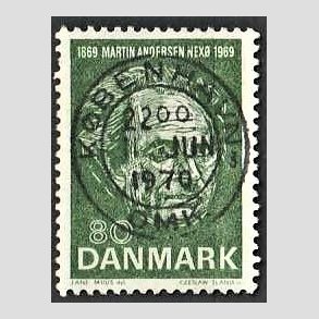 FRIM�RKER DANMARK | 1969 - AFA 485 - Martin Andersen Nex� - 80 �re gr�n - Pragt Stemplet K�benhavn