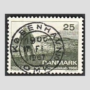 FRIM�RKER DANMARK | 1966 - AFA 443 - Det Danske Hedeselskab - 25 �re m�rkgr�n - Pragt Stemplet K�benhavn
