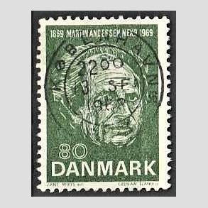 FRIM�RKER DANMARK | 1969 - AFA 485 - Martin Andersen Nex� - 80 �re gr�n - Pragt Stemplet Ringk�bing