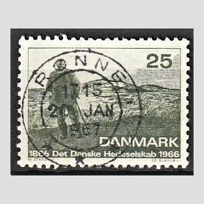FRIM�RKER DANMARK | 1966 - AFA 443 - Det Danske Hedeselskab - 25 �re m�rkgr�n - Pragt Stemplet R�nne
