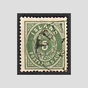 FRIMRKER ISLAND | 1882 - AFA 13 - 5 aur grn tk. 14 - Stemplet