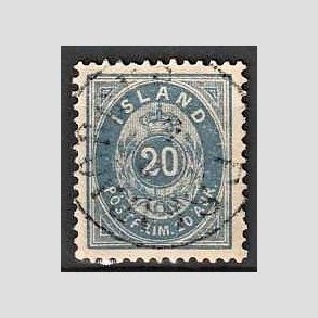 FRIMRKER ISLAND | 1896-97 - AFA 14B - 20 aur bl tk. 12 3/4 - Stemplet