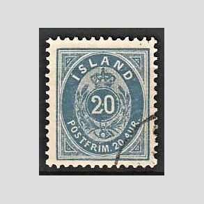 FRIMRKER ISLAND | 1896-97 - AFA 14B - 20 aur bl tk. 12 3/4 - Stemplet