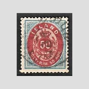 FRIMRKER ISLAND | 1892 - AFA 16A - 50 aur bl/rd tk. 14 - Stemplet