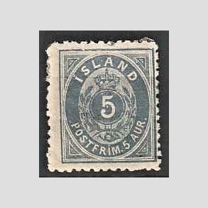 FRIMRKER ISLAND | 1875-76 - AFA 6B - 5 aur bl linie tk. 12 1/2 - Meget nr postfrisk (Se billede af bagside)