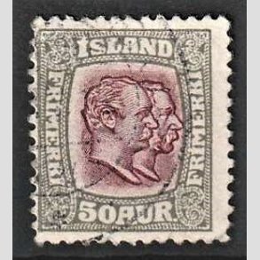 FRIMRKER ISLAND | 1907 - AFA 59 - Chr. IX og Frederik VIII - 50 aur gr/lillard tk. 12 3/4 - Stemplet