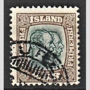 FRIMRKER ISLAND | 1907 - AFA 61 - Chr. IX og Frederik VIII - 2 kr. brun/grn tk. 12 3/4 - Stemplet