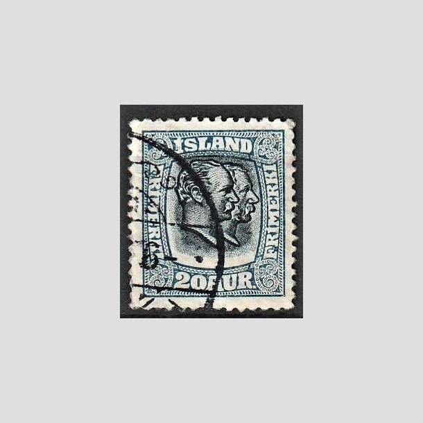 FRIMRKER ISLAND | 1915-18 - AFA 82 - Chr. IX og Frederik VIII - 20 aur bl tk. 14 - Stemplet