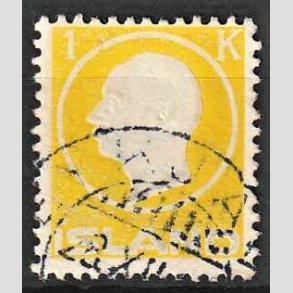 FRIMRKER ISLAND | 1912 - AFA 73 - Kong Frederik VIII - 1 kr. citrongul - Stemplet