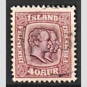 FRIMRKER ISLAND | 1907 - AFA 58 - Chr. IX og Frederik VIII - 40 aur lillard tk. 12 3/4 - Stemplet